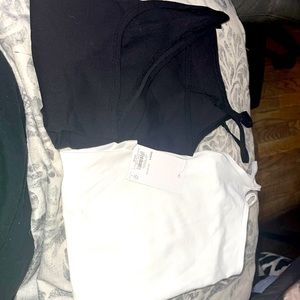 black and white thong bodysuit set